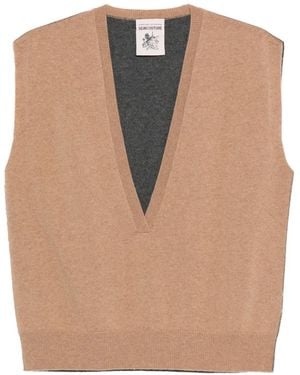 Semicouture Vネック カシミアベスト - ナチュラル