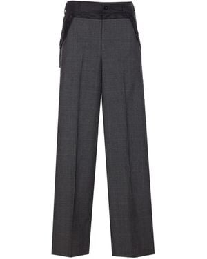 Sacai Check-Pattern Buckle Pants - Gray