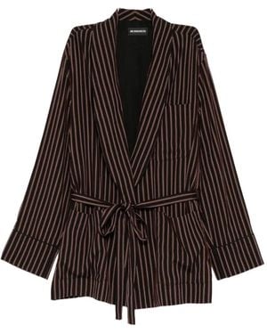 Ann Demeulemeester Striped Belted Jacket - Brown