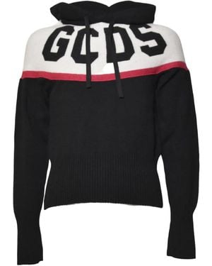 Gcds Logo-intarsia Hoodie - Black
