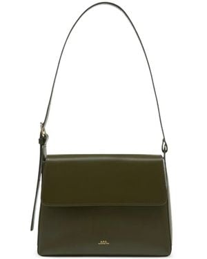 A.P.C. Virginie Flap Leather Shoulder Bag - Green