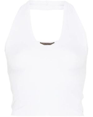 Enza Costa Ribbed Halterneck Top - White