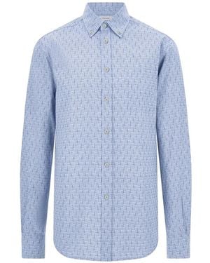 Ferragamo Camicia Con Monogramma - Blu