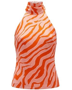 Toccin Izzie Zebra-Print Halterneck Blouse - Orange