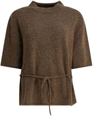 UMARMUNG Strickoberteil mit Gürtel - Braun