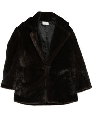 Coperni Manteau En Fourrure Artificielle À Simple Boutonnage - Black