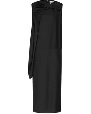 Loulou de Saison Izia Draped-Detailing Midi Dress - Black