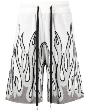 Haculla Flames Intarsia-Knit Shorts - White