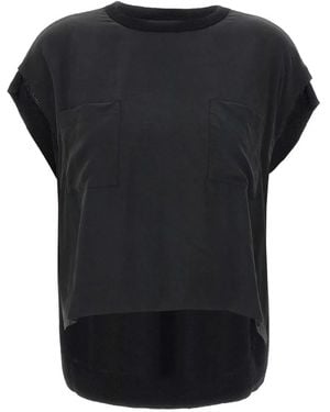 Kaos Silk-Panelled Blouse - Black