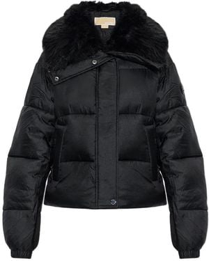 MICHAEL Michael Kors Faux-Fur Trim Padded Jacket - Black