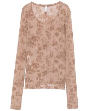 Imperial Floral-Devoré Long-Sleeve Top - Natural