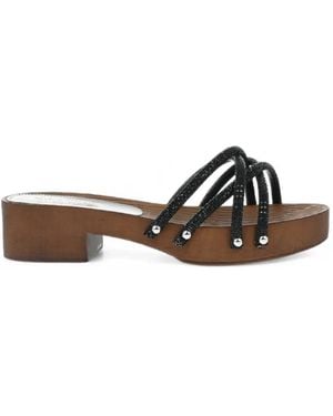 COLOUR MARKET® Rhinestone Strap Sandals - Brown