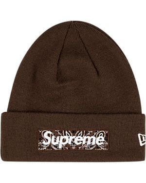 Supreme X New Era Logo Beanie - Brown