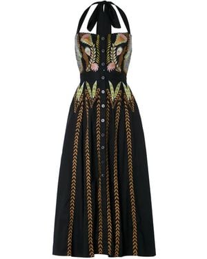 Temperley London Juniper Embroidered Halterneck Midi Dress - Black