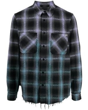 Amiri Plaid Logo-Print Shirt - Black