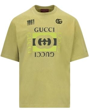 Gucci Logo-Print T-Shirt - Yellow
