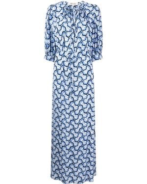 Diane von Furstenberg Abito Lungo Drogo Con Stampa Grafica - Blu