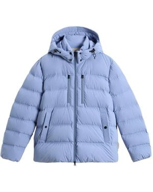 Woolrich Stretch Hooded Puffer Jacket - Blue