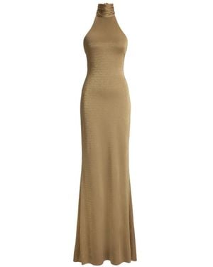 Ralph Lauren Kelsie Metallic Jersey Maix Dress - Natural