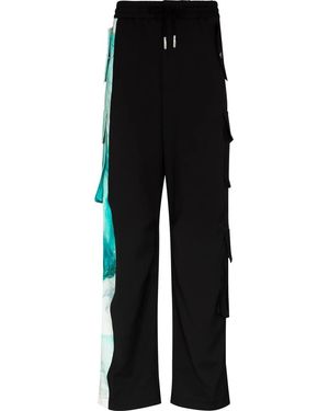 Feng Chen Wang Panelled Drawstring Cargo Pants - Black