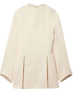 KHAITE Mahni Pleated Long-Sleeve Top - Natural