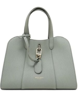 Giorgio Armani Small Leather Tote Bag - Gray