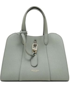Giorgio Armani Small Leather Tote Bag - Gray