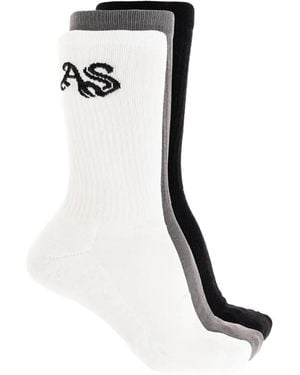 AllSaints Gothic Ribbed Cotton Socks (Set Of Three) - White