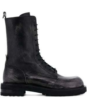 Roberto Cavalli Lace-Up Leather Boots - Black