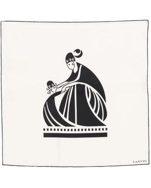 Lanvin Logo Silk Scarf - White