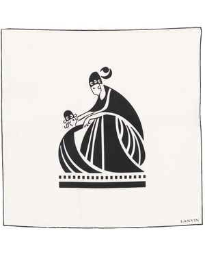 Lanvin Logo Silk Scarf - White