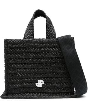 Patou Small Jp Raffia Tote Bag - Black