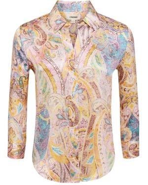 L'Agence Paisley-Print Three-Quarter Sleeve Shirt - Natural