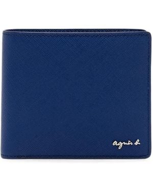 agnès b. Bi-Fold Leather Wallet - Blue
