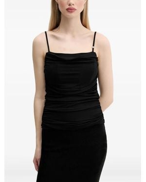 HUGO Draped Spaghetti-Strap Top - Black