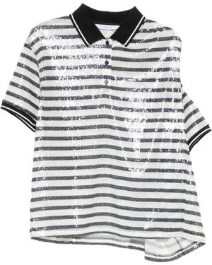 Pushbutton Striped Polo Shirt - White