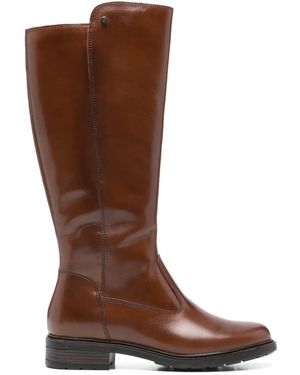 Keys Logo-Detail Leather Boots - Brown