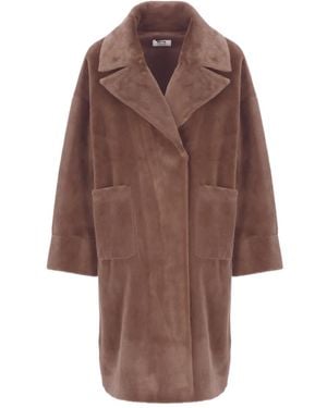 Betta Corradi Double-Breasted Faux-Fur Coat - Brown