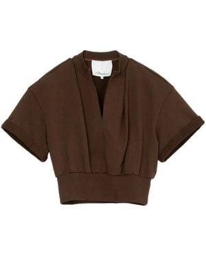3.1 Phillip Lim V-Neck Cotton T-Shirt - Brown