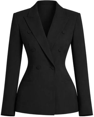 Elie Saab Cady Double-Breasted Tailored Blazer - Black