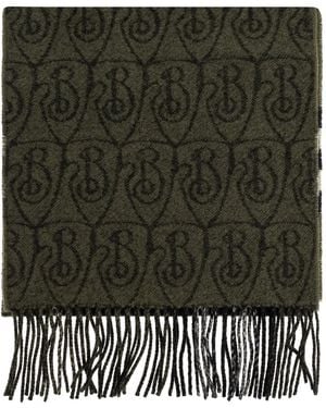 Burberry Écharpe Frangée À Motif Monogrammé - Noir
