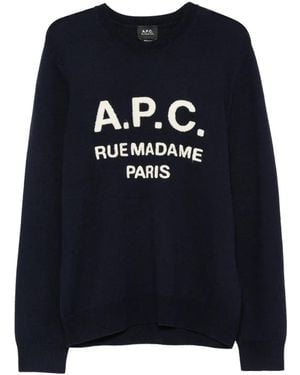 A.P.C. Rue Madame Paris Pullover Mit Logo-Detail - Blau