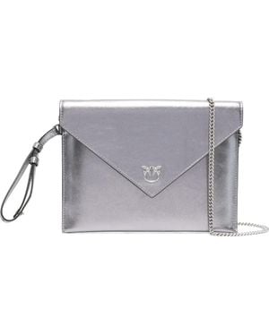 Pinko Small Leather Flap Clutch - Grey