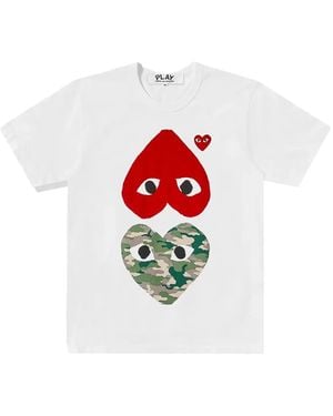 COMME DES GARÇONS PLAY Camouflage Upside Down Double Heart Tシャツ - ホワイト