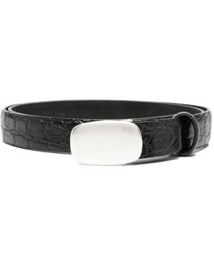 Alberto Luti Croc-Effect Leather Belt - Black