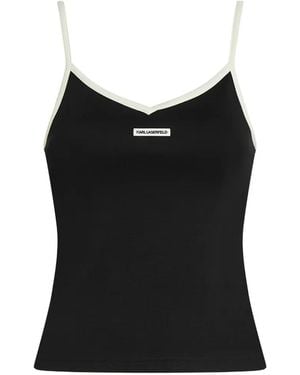 KARL LAGERFELD Logo-Patch Contrast-Trim Vest - Black