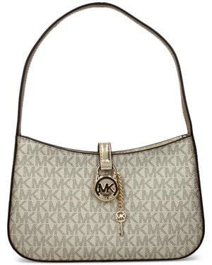Michael Kors Monogram-Pattern Padlock-Detail Tote Bag - Grey