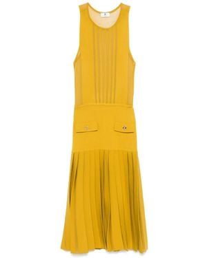 Elisabetta Franchi セミシアーパネル ニットドレス - イエロー
