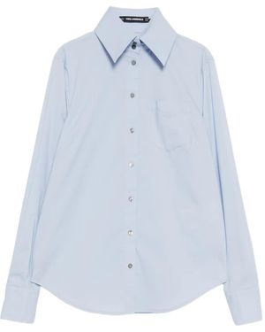 KARL LAGERFELD Poplin Long-Sleeve Shirt - Blue
