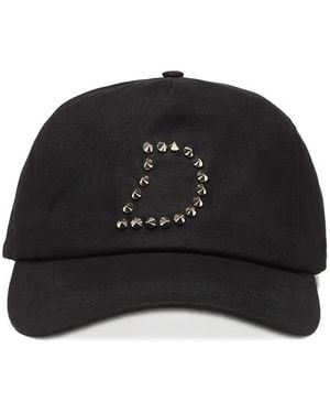Dime Stud-Embellished Waxed Cap - Black